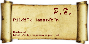 Pilák Hasszán névjegykártya